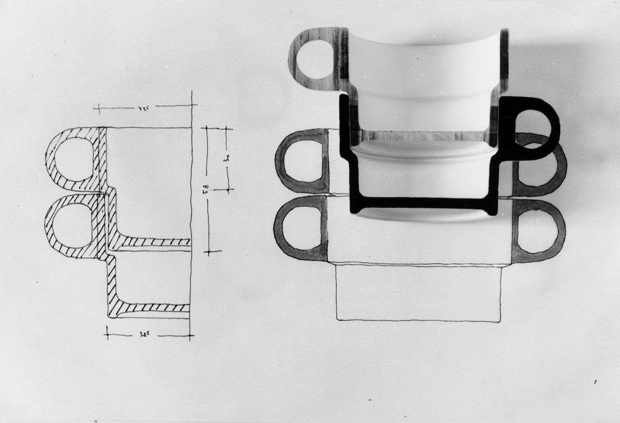 Section of the Stackable Dishware Series TC100 by Nick Roericht at the HfG Ulm, 1959. Image by Nick Roericht.